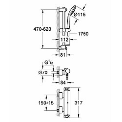 Grohe 34195001 Grohtherm 2000 Mélangeur de douche thermostatique avec kit douche Chromé