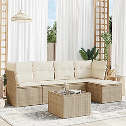 vidaXL Salon de jardin avec coussins 6 pcs beige résine tressée 