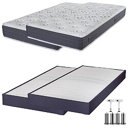 Ebac Matelas mousse + Sommier Omega Volcan 2x90x190 Majorca - H. 23 cm - Soutien ferme