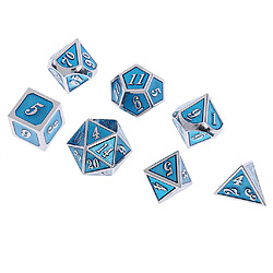 alliage polyédrique d4 d6 d8 d10 d12 d20 pour mtg dnd jouet argent bleu clair