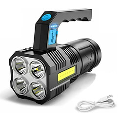 Chrono Lampe de poche LED torche rechargeable COB projecteur lanterne lampe de travail projecteur de poche étanche, noir