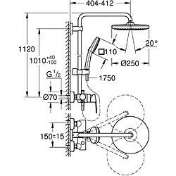 Colonne de douche avec mitigeur monocommande - Economie d'eau - GROHE Vitalio Comfort 250 - Chromé - 26985001