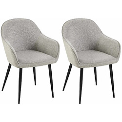 Decoshop26 Lot de 2 chaises de salle à manger moderne et confortable en tissu gris et pieds en métal noir 10_0001601 