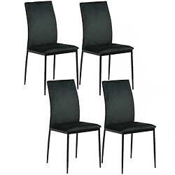 Toilinux Lot de 4 Chaises de salle à manger en tissu et métal - Vert Toilinux - Lot de 4 Chaises de salle à manger en tissu et métal - Vert - Moderne