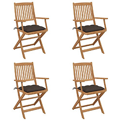 vidaXL Chaises pliables de jardin lot de 4 avec coussins Bois d'acacia