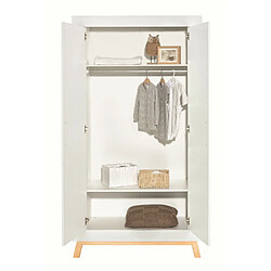 Schardt Armoire bébé 2 portes bois blanc et pieds hêtre clair Miami L 108 x H 195 x P 53 cm