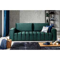 VENESETTI Canapé 3 places convertible et espace de rangement - Vert - en tissu velours de qualité luxe, LAZIO 