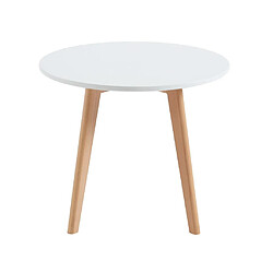 Vente-Unique Table enfant en MDF et hêtre - Blanc et naturel - LOULOUNE