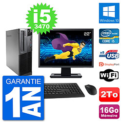 PC Lenovo M92p SFF Ecran 22" Intel i5-3470 RAM 16Go Disque 2To Windows 10 Wifi · Occasion 