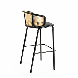 Tabouret Thai Natura Noir Métal Rotin 51 x 95 x 49 cm