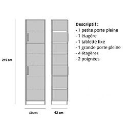 Inside 75 Armoire de rangement 2 portes coloris blanc mat largeur 50 cm, profondeur 42cm