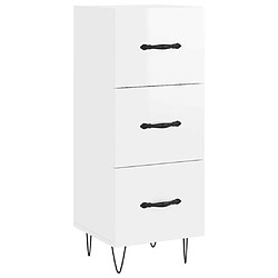 Maison Chic Buffet,Meuble de Rangement,commode pour salon,Cuisine Blanc brillant 34,5x34x180 cm Bois d'ingénierie -MN53957 pas cher