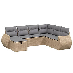 Maison Chic Ensemble à manger d'extérieur 7 pcs avec coussins,Salon de jardin,Mobilier de jardin mélange beige résine tressée -GKD338305