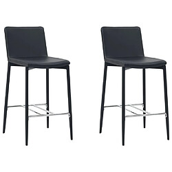 vidaXL Tabourets de bar lot de 2 noir similicuir