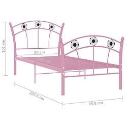 vidaXL Cadre de lit sans matelas rose métal 90x200 cm pas cher