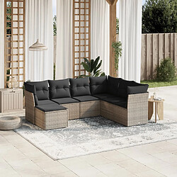 vidaXL Salon de jardin avec coussins 7 pcs gris résine tressée