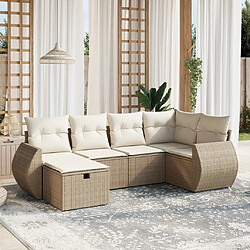 vidaXL Salon de jardin avec coussins 6 pcs beige résine tressée 