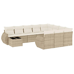 Maison Chic Salon de jardin 11 pcs avec coussins | Ensemble de Table et chaises | Mobilier d'Extérieur beige résine tressée -GKD75635