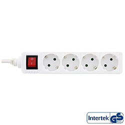 Barrette d'alimentation InLine® type F allemande 4 ports avec interrupteur + sécurité enfants blanc 1,5 m