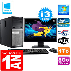 PC Tour DELL 7010 Core I3-3220 Ram 8Go Disque 1 To Wifi W7 Ecran 27" · Occasion 