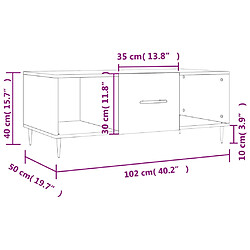 vidaXL Table basse Blanc brillant 102x50x40 cm Bois d'ingénierie pas cher