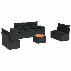 vidaXL Salon de jardin 8 pcs avec coussins noir résine tressée