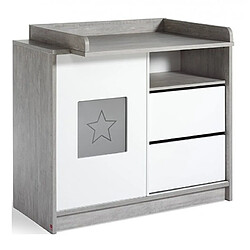 Schardt Commode avec plan à langer bois gris et blanc Eco Star L 113 x H 93 x P 54 cm