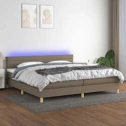 vidaXL Sommier à lattes de lit et matelas et LED Taupe 200x200cm Tissu 