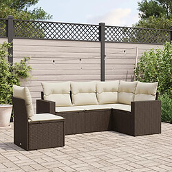 Maison Chic Salon de jardin avec coussins 5 pcs, Ensemble Tables et chaises de jardin,, Ensemble Tables et chaises de jardin, marron résine tressée -GKD339081