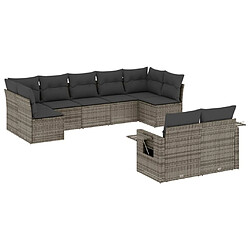 Maison Chic Ensemble Tables et chaises d'extérieur 9 pcs avec coussins,Salon de jardin gris résine tressée -GKD371606