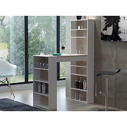 Vente-Unique Meuble de bar avec rangements - MDF - Naturel et blanc - SKARN