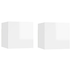 vidaXL Tables de chevet 2 pcs Blanc brillant 30,5x30x30 cm