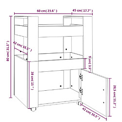 vidaXL Chariot de cuisine Chêne marron 60x45x80 cm Bois d'ingénierie pas cher