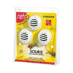 retro - rus2 retro - lot de 3 répulsifs ultrasons souris insectes rampants 135m2 - rus2