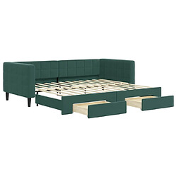 Maison Chic Lit d'appoint avec gigogne et tiroirs | Lit de jour | Lit de repos vert foncé 90x200cm velours -GKD62563