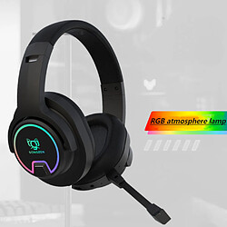 Avis General Casque de jeu, casque de jeu avec lampe d'ambiance RVB, suppression du bruit, casque stéréo avec microphone, casque supra-auriculaire pour PC, PS4, PS5, Switch, Xbox One, Mac(noir)