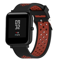 Wewoo Bracelet pour montre connectée Dragonne sport en silicone bicolore Xiaomi Huami Amazfit Bip Lite version 20 mm noirrouge 