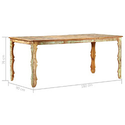 Avis vidaXL Table de salle à manger 180x90x76cm Bois de récupération solide