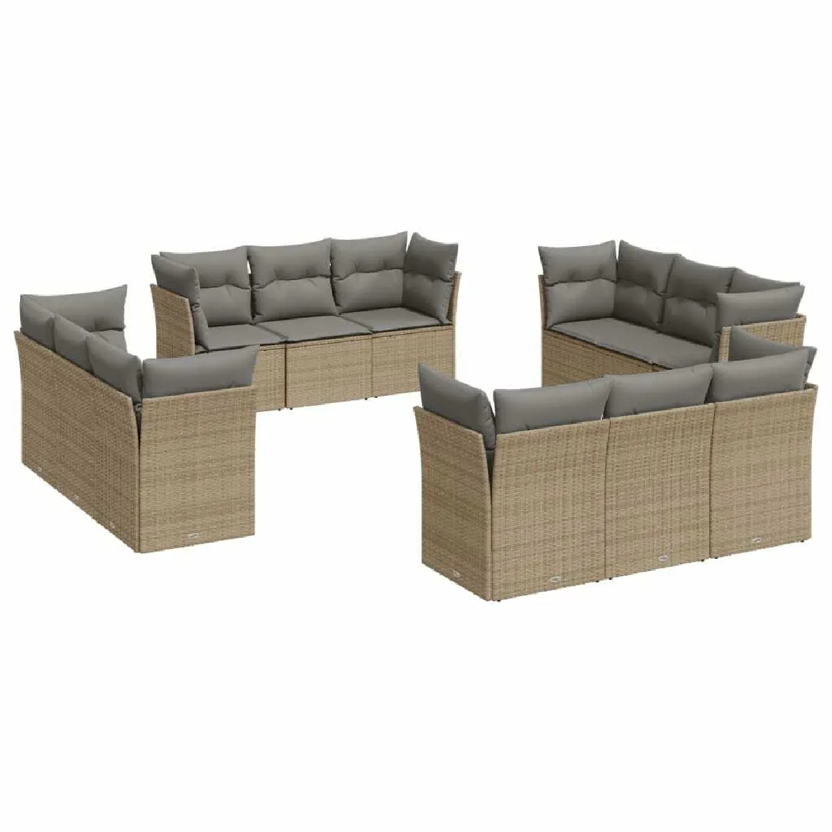 Maison Chic Salon de jardin avec coussins 12 pcs | Ensemble de Table et chaises | Mobilier d'Extérieur beige résine tressée -GKD58216