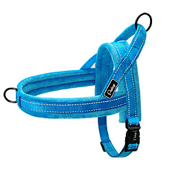 Universal Gilet réfléchissant en nylon pour chiens de compagnie Doux et souple rembourré en flanelle Sans harnais Entraînement de marche pour petits et moyens chiens | Gilet harnais | Harnais réfléchissant pour chiens de compagnie (bleu) 