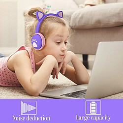 Avis Universal Écouteurs pour enfants - Bluetooth Bluetooth LED sans fil pour chat avec microphone / tablette / PC en ligne (violet foncé)