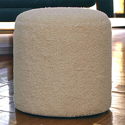 Artisan Furniture Pouf rond en bouclette crème rembourré, salon ou chambre