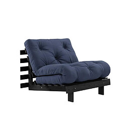 Inside 75 Fauteuil convertible futon ROOTS pin laqué noir matelas 90 x 200 cm coloris bleu marine 