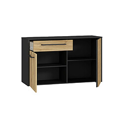 Bestmobilier Varna - buffet bas - bois et noir - 110 cm