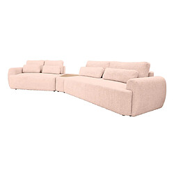 Bestmobilier Mahina - canapé d'angle gauche - 5 places avec bout de canapé - convertible avec coffre - en tissu bouclette Mahina - canapé d'angle gauche - 5 places avec bout de canapé - convertible avec coffre - en tissu bouclette - Rose