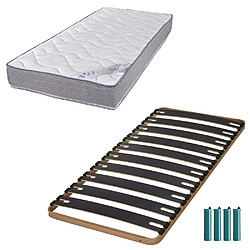 Ebac Matelas mousse + Sommier métal C310 90x190 Wave - Hauteur 19 cm - Soutien ferme