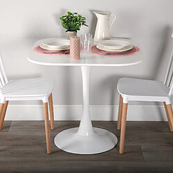 Versa Table à manger pour Cuisine ou Salle à manger Cloe 80x80x73cm,Bois, PVC et métal, Blanc