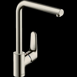 Hansgrohe Mitigeur dévier/cuisine bec haut en L Focus - finition acier Inox (Stainless)