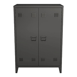 Helloshop26 Casier de bureau armoire meuble de rangement pour bureau atelier chambre acier de bureau métallique à 2 portes 110 x 75 x 33 cm noir mat 03_0006335