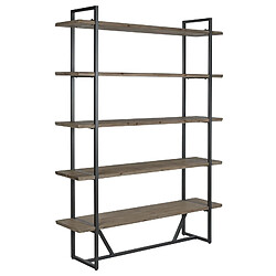 Pegane Etagère, meuble étagère murale en bois coloris naturel et métal noir - longueur 148 x profondeur 36 x Hauteur 200 cm